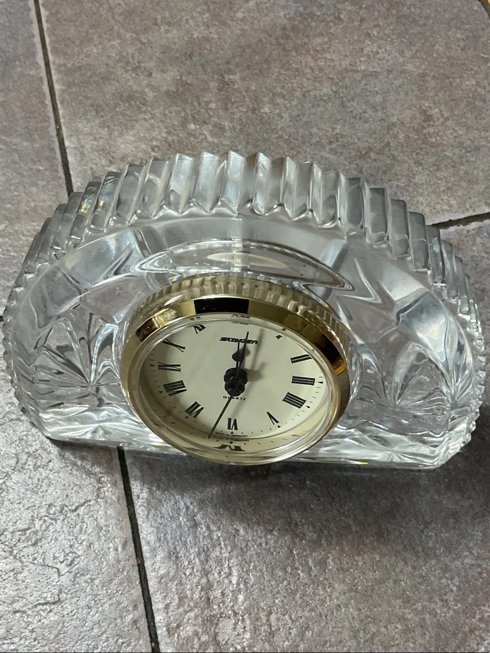 Crystal Mantel Clock with Gold Bezel - Clear